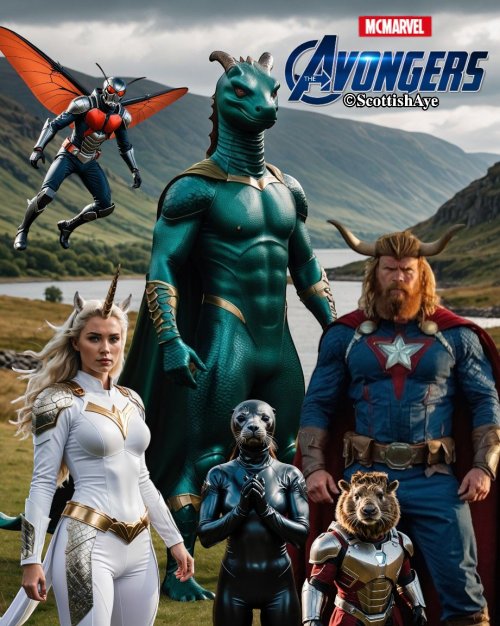 Highland CooMan, NessieMon, The Selkie, Unicorn Lass, Iron Haggis and Midgie Lad.jpg