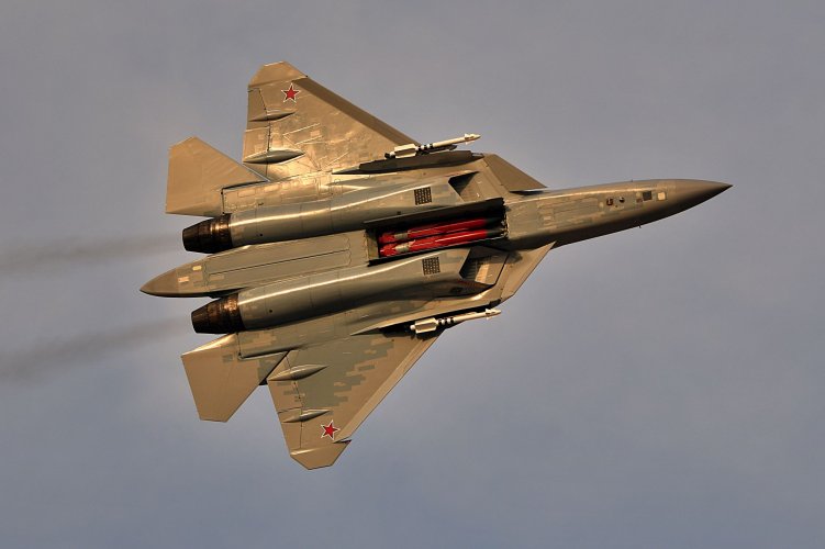 RuAF Su-57 T50-9 new scheme + open bays - Stephen Bridgewater.jpg