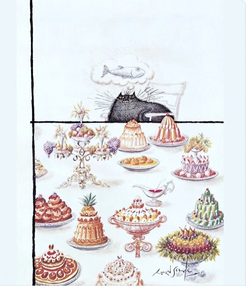 The New Yorker magazine cover, 1973, cat musing %22Well, not everybody likes cake%22.jpeg