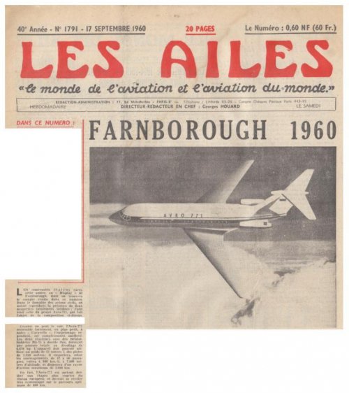 Avro 771 jet airliner project artist's impression - Les Ailes - No. 1,791 - 17 Septembre 1960....jpg
