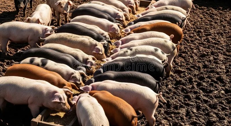 crowd-pigs-feeding-long-trough-high-angle-outdoor-view-captures-large-group-various-colored-i...jpeg