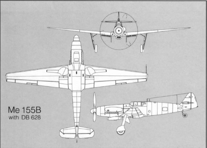 Messerschmitt Me 155B DB628 engine high altitude. The boss is on the nose is where the turboch...jpg