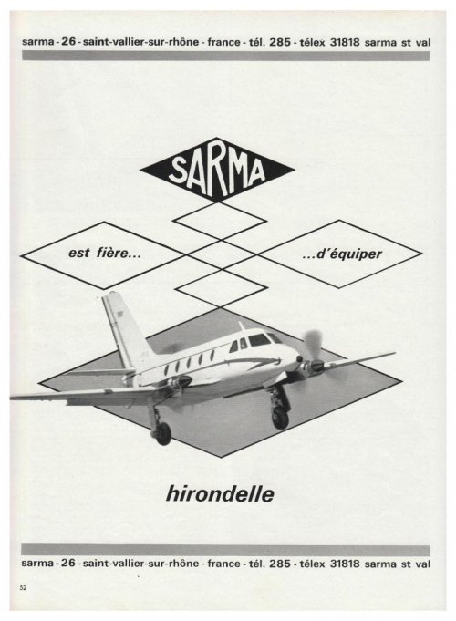 Avions Marcel Dassault MD-320 Hirondelle in SARMA advertisement - Aviation Magazine Internatio...jpg