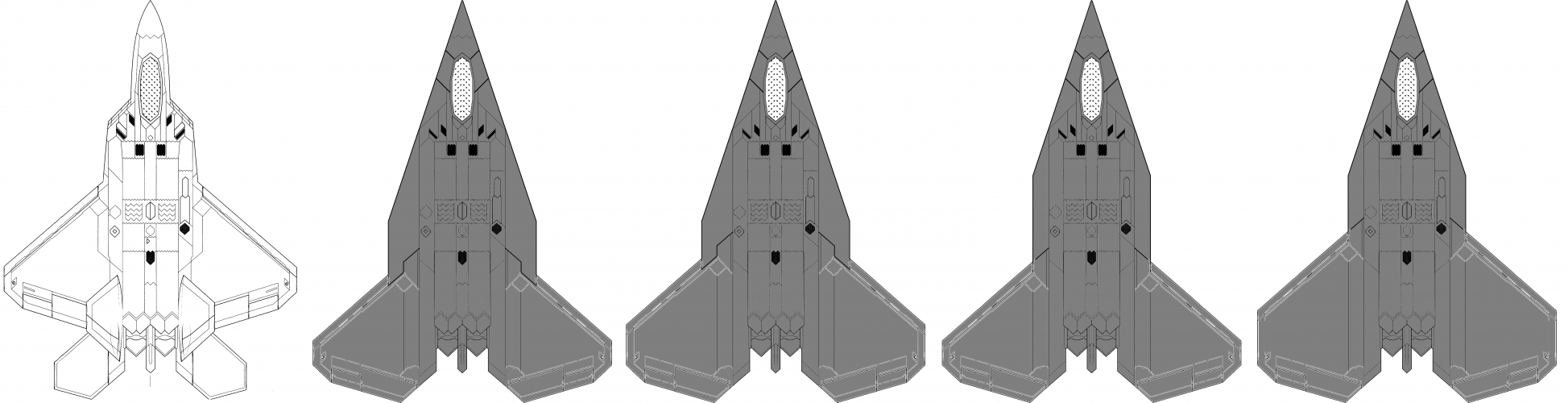 F-22 edited NGAD derivative protoype drawing, top view,cropped, PNG, V6a,b,c,d collage, dark g...png