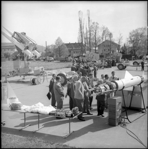 Demonstration of Contraves air defense system Zurich 1958 Old Photo.jpg