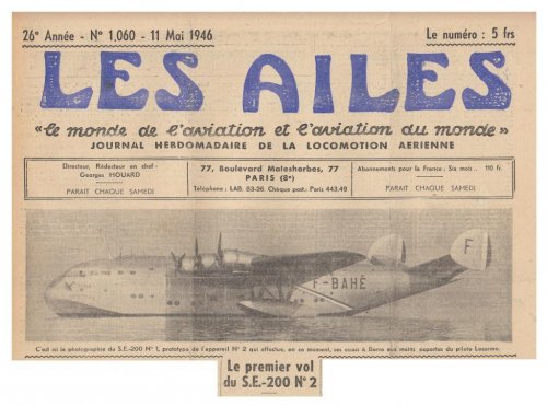 SNCASE SE-200 - Les Ailes No. 1,060 - 11th May 1946 1.......jpg