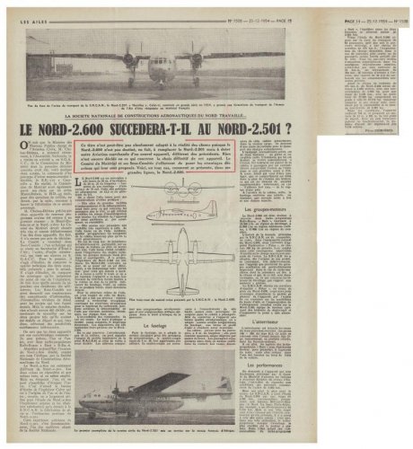 SNCAN Nord 2600 project - Les Ailes  - No. 1,508 - 25 Décembre 1954.......jpg