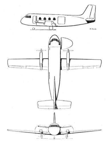 SIPA S.272 Présence project 3-view - Les Ailes - No. 1,816 - 10 Mars 1961.......jpg