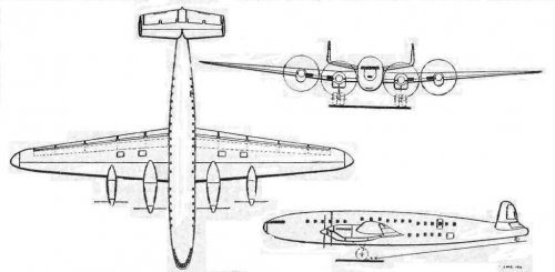 Latécoère Laté-160 airliner project 3-view - Les Ailes - No. 1,623 - 9 Mars 1957.......jpg