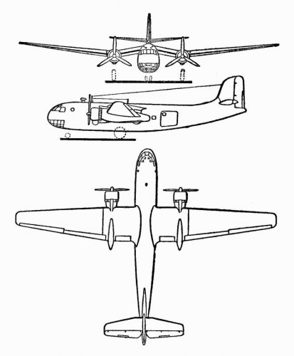 Breda-Pittoni BP-471 prototype 3-view - Les Ailes - No. 1,288 - 7 Octobre 1950.......jpg