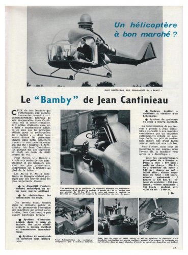 MATRA Cantinieau Bamby helicopter - Aviation Magazine - Numéro 371 - 15 Mai 1963 .......jpg