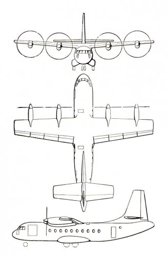 Bréguet Br.942 project 3-view - Les Ailes - No. 1,771 - 2 Avril 1960.......jpg