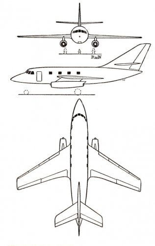 Avions Marcel Dassault Méditerranée project 3-view - Les Ailes - No. 1,676 - 12 Avril 1958.......jpg