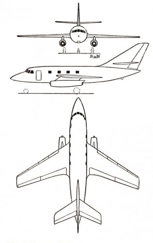 Avions Marcel Dassault Méditerranée project 3-view - Les Ailes - No. 1,676 - 12 Avril 1958.......jpg