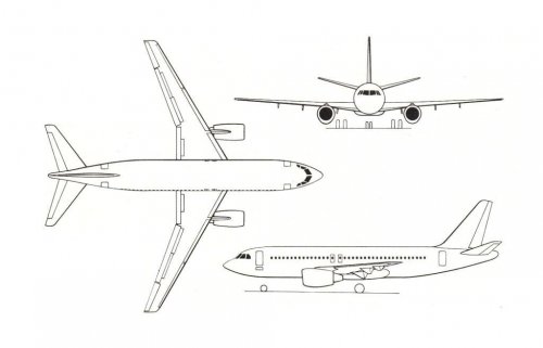 Aérospatiale A200A project 3-view drawing - Air International - August 1977.......jpg