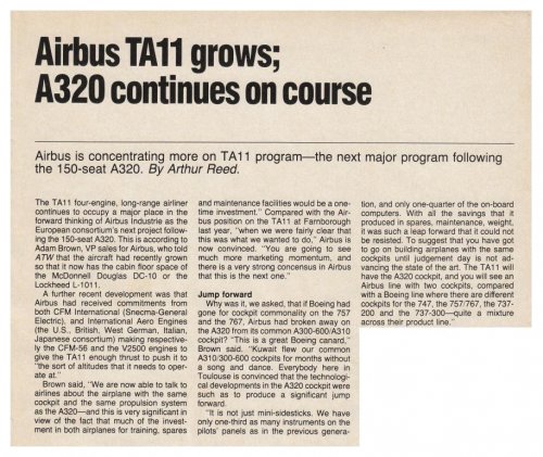 Airbus Industrie TA11 project - Air Transport World - March 1985 1.......jpg