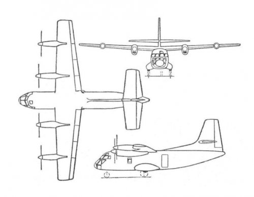 Bréguet Br.945 project 3-view drawing - Les Ailes - No. 1,807 - 6 Janvier 1961 1.......jpg