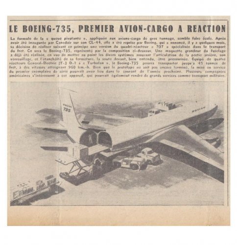 Boeing 735 swing-tail jet freighter project - Les Ailes - No. 1,799 - 12 Novembre 1960.......jpg