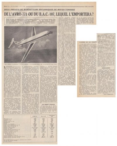 BAC 107 jet airliner project - Les Ailes - No. 1,796 - 22 Octobre 1960.......jpg