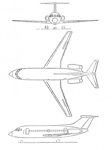 Avro 771 jet airliner project 3-view drawing - Les Ailes - No. 1,796 - 22 Octobre 1960.......jpg