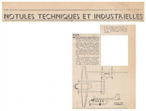 SIPA S.272 Présence project - Les Ailes - No. 1,785 - 9 Juillet 1960.......jpg