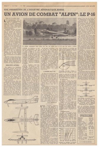 Flug & Fahrzeugwerke AG P-16 jet fighter-bomber prototype - Les Ailes - No.jpg