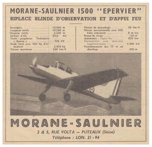 Morane-Saulnier MS.1500 Épervier advertisement - Les Ailes No. 1,752 - 21 Novembre 1959.......jpg
