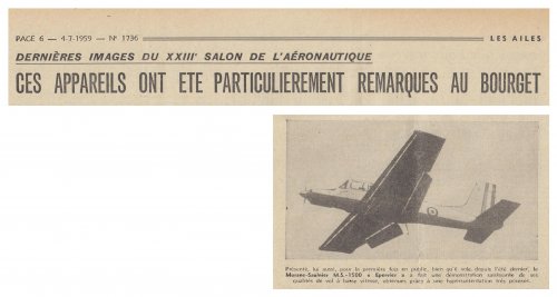 Morane-Saulnier MS.1500 Épervier prototype - Les Ailes - No. 1,736 - 4 Juillet 1959.......jpg