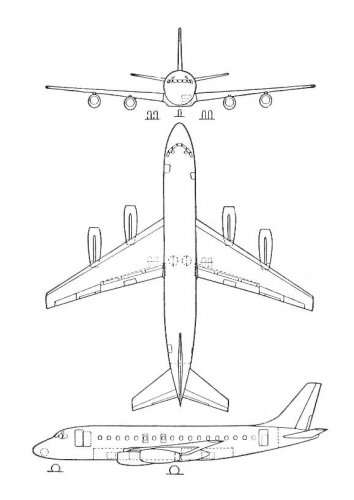 Douglas Model 2067 DC-9 project 3-view drawing - Les Ailes - No. 1,738 - 18 Juillet 1959.......jpg