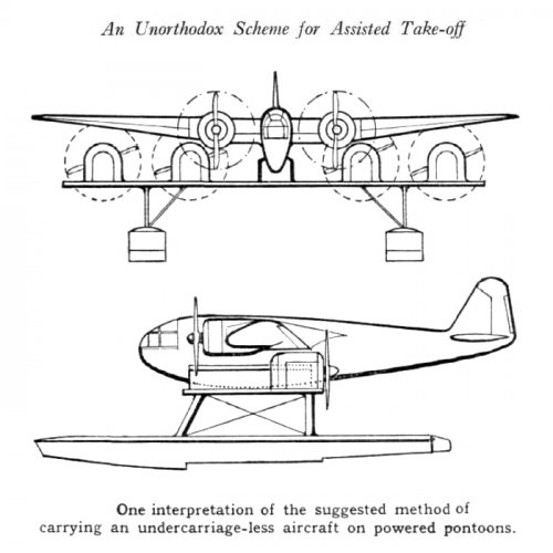 undercarriage-less aircraft on powered pontoons (Flight, 13 April 1939).jpg