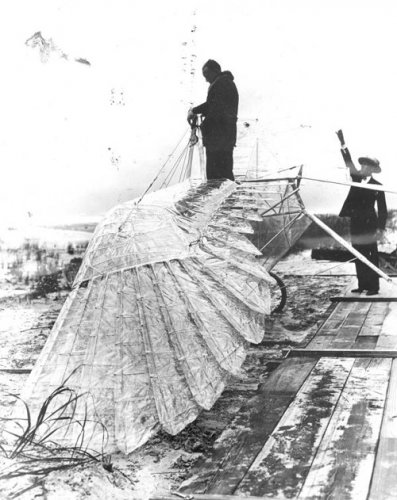 Ornithopter and creator George R. White at St. Augustine” (1927).jpg