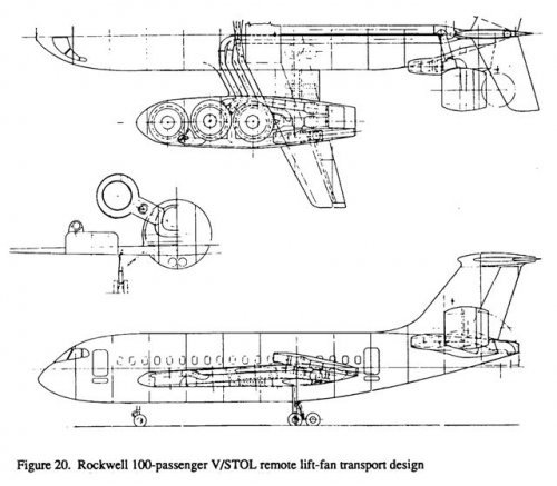 Rockwell 100-passenger VSTOL remote lift-fan transport design.jpg