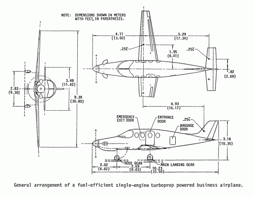 Fuel-efficient single-engine turboprop-powered business airplane - General arrangement.gif