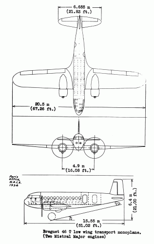 Bréguet 46 T three-view (from NACA report).gif