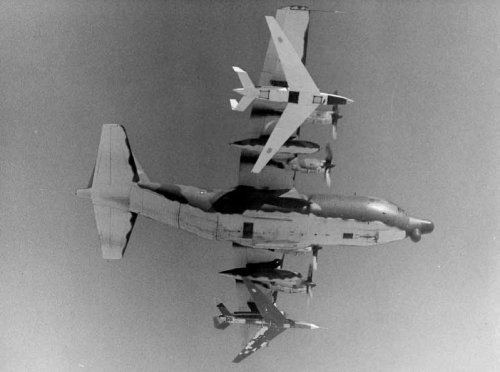 Teledyne Ryan AQM-91 Compass Arrow Model 154 (USAF) RPVs carried aloft by a DC-130.jpg