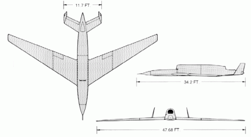 Teledyne Ryan AQM-91A three-view arrangement.gif