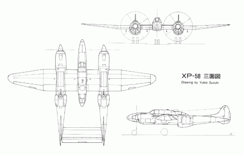XP-58 three-view (from FAoTW second series N°30).gif