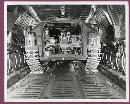 1975 US Army Experimental XM723 MICV, inside a Lockheed C-141 Starlifter transport aircraft.jpg